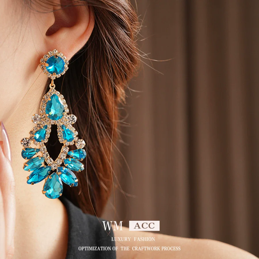 Copper Geometric And Drop Shape Tassel Earrings Set With Diamonds For Women - Image 4