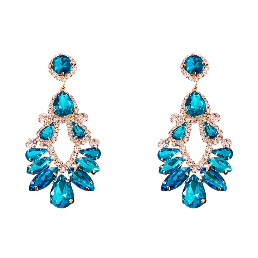 Copper Geometric And Drop Shape Tassel Earrings Set With Diamonds For Women - Image 5