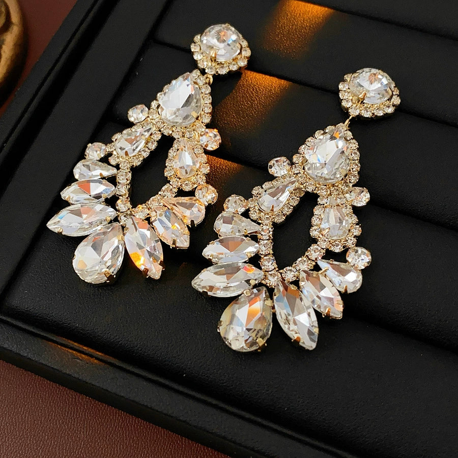 Copper Geometric And Drop Shape Tassel Earrings Set With Diamonds For Women - Image 7