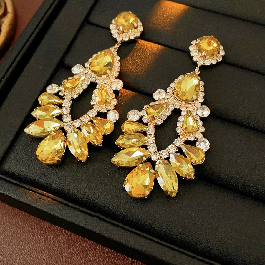 Copper Geometric And Drop Shape Tassel Earrings Set With Diamonds For Women - Image 8