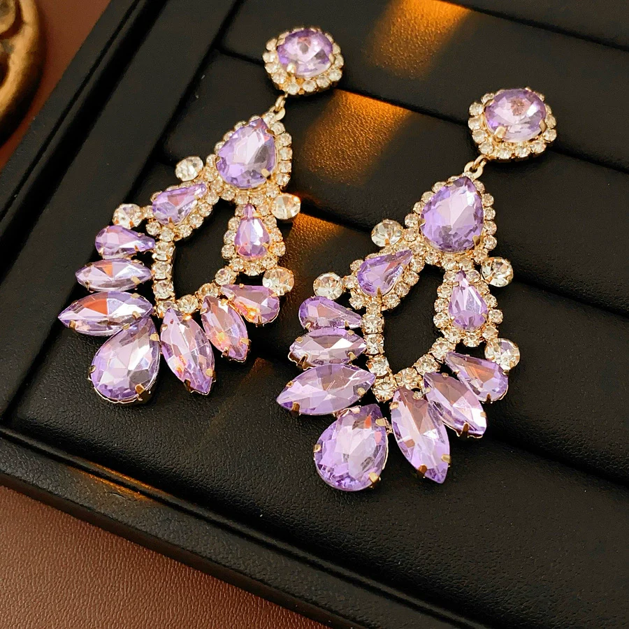 Copper Geometric And Drop Shape Tassel Earrings Set With Diamonds For Women - Image 9