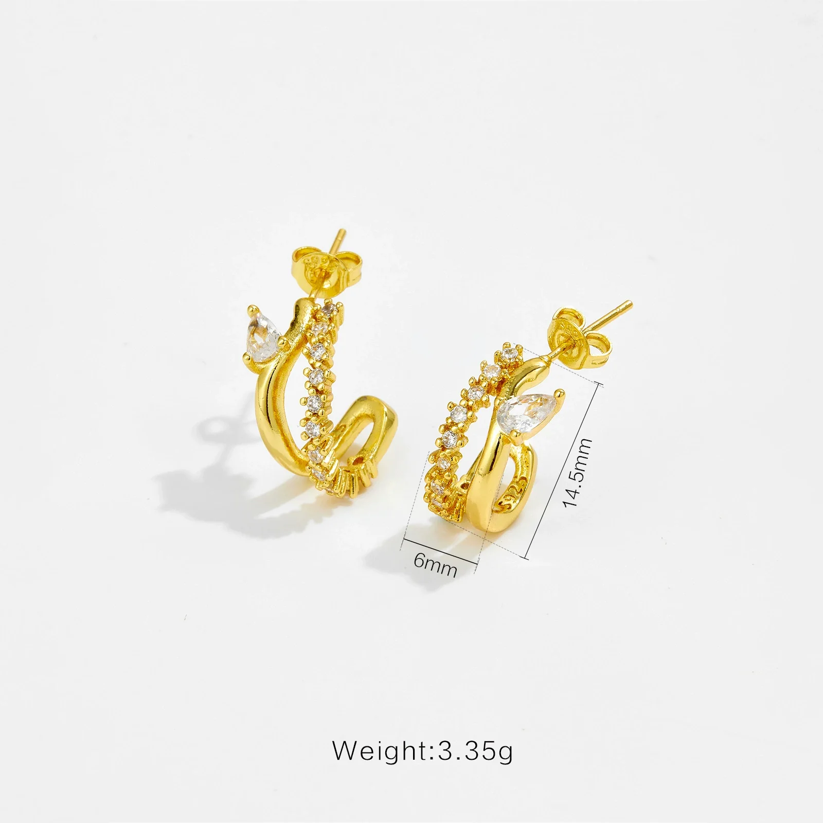 Copper Geometric Microinlaid Zircon Earrings For Women - Image 4