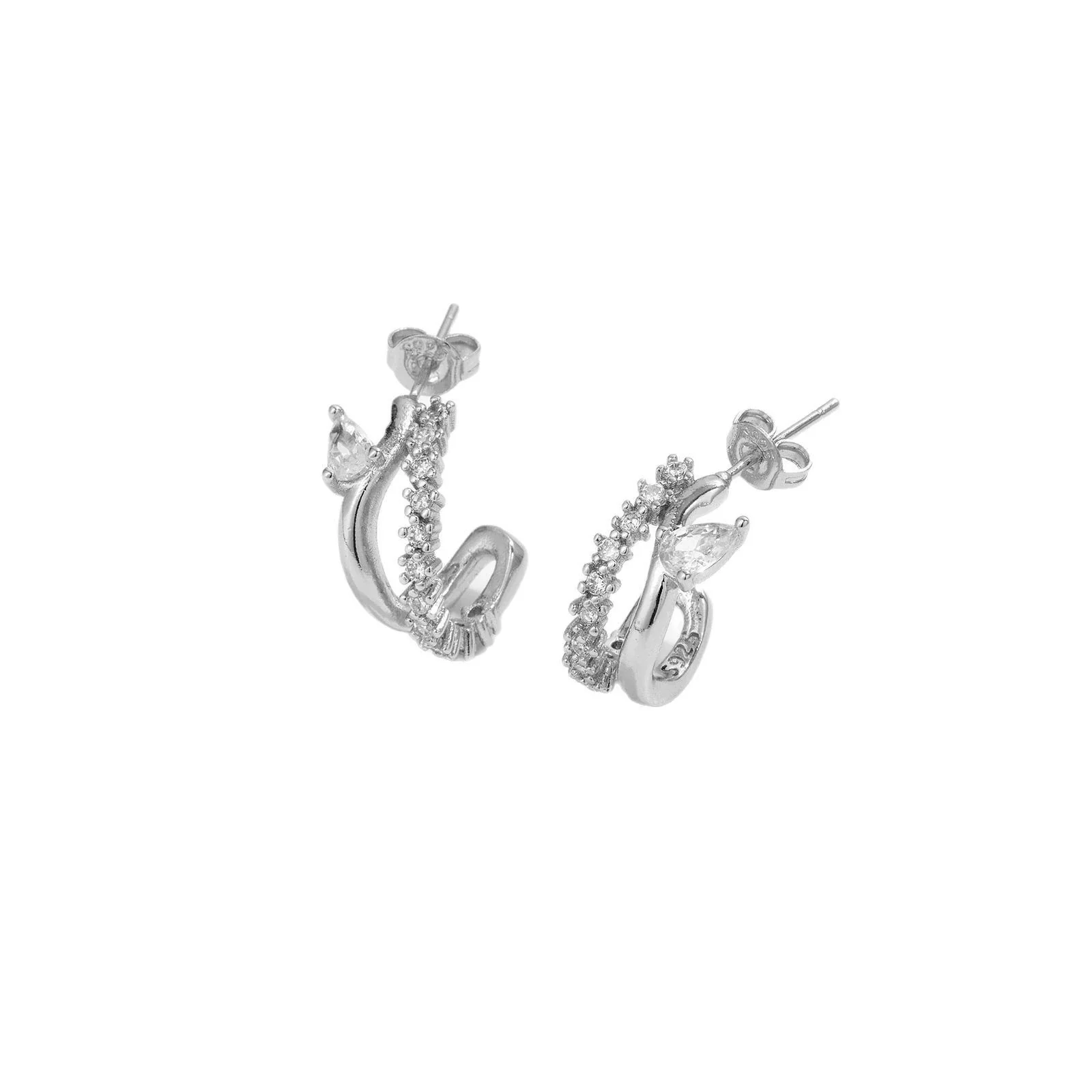 Copper Geometric Microinlaid Zircon Earrings For Women - Image 5