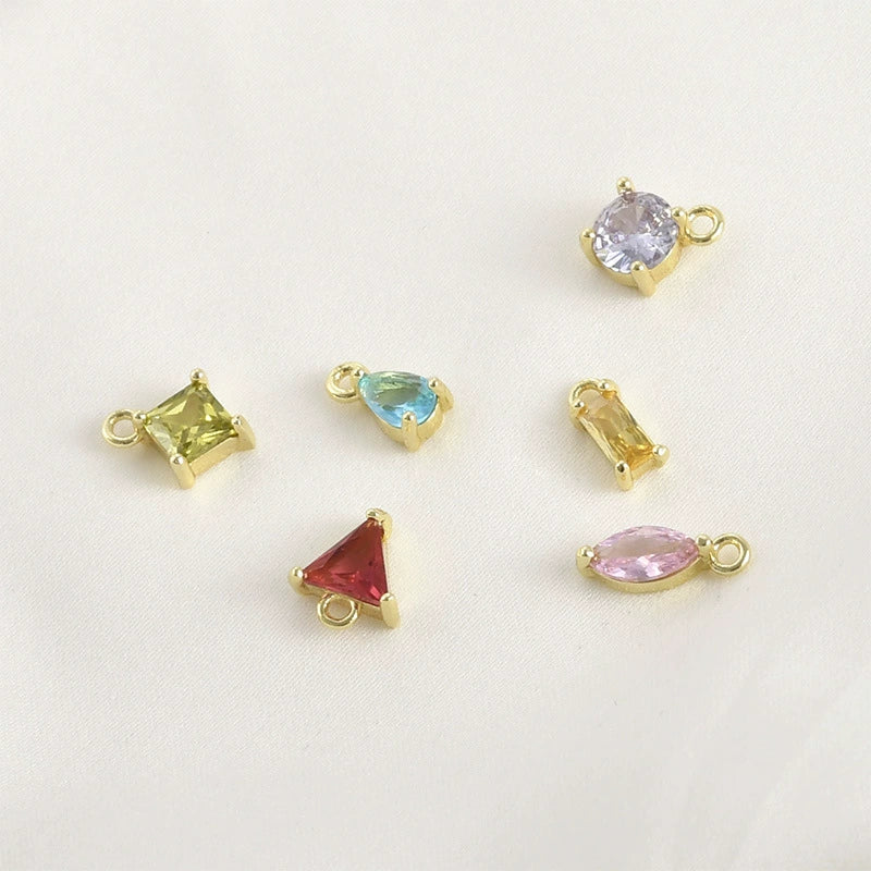 Copper Geometric Pendant Diy Hand Made Jewelry Accessories Material With 14K True Gold Color Retaining Electroplating And Colorful Zircon - Image 3