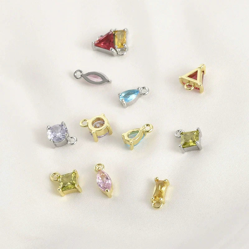 Copper Geometric Pendant Diy Hand Made Jewelry Accessories Material With 14K True Gold Color Retaining Electroplating And Colorful Zircon - Image 5