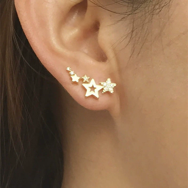 Copper Geometric Star Earrings Fresh Simple Fashion Trend Ear Jewelry