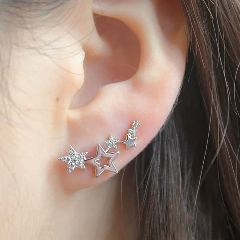 Copper Geometric Star Earrings Fresh Simple Fashion Trend Ear Jewelry - Image 2