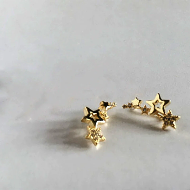 Copper Geometric Star Earrings Fresh Simple Fashion Trend Ear Jewelry - Image 6