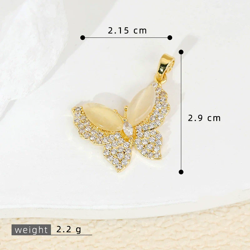 Copper Gold Plated Butterfly Pendant Earrings Accessories Insects Animals Zodiac Cartoon Style Microinlaid Electroplated - Image 6