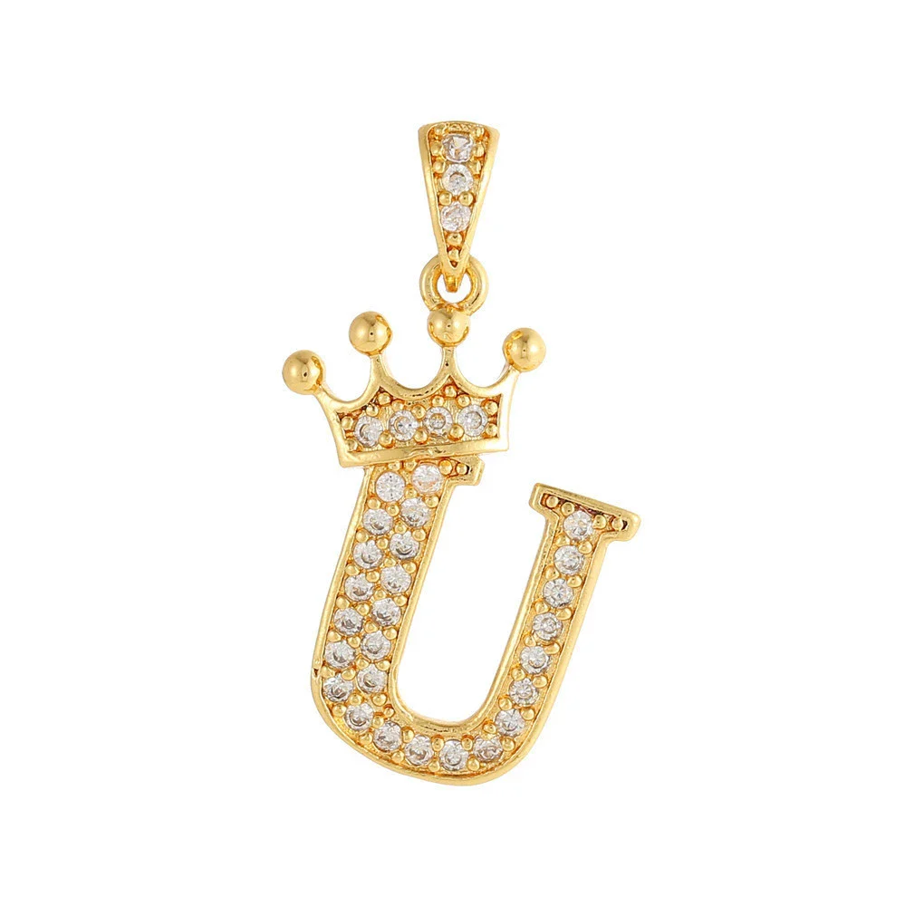 Copper Goldplated Inlaid Zircon Crown Pendant Accessories Handmade Necklace Bracelet - Image 25