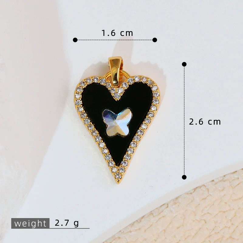 Copper Heart Shape Leopard Print Pendant Jewelry Accessories Plated With Gold - Image 11