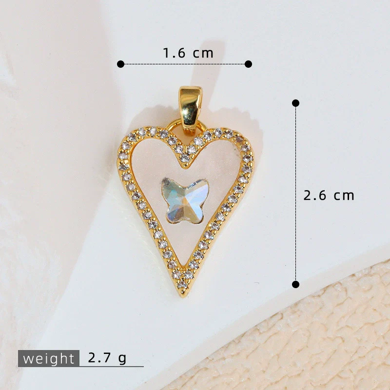 Copper Heart Shape Leopard Print Pendant Jewelry Accessories Plated With Gold - Image 12