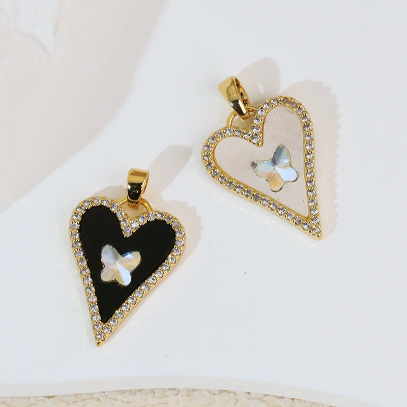 Copper Heart Shape Leopard Print Pendant Jewelry Accessories Plated With Gold - Image 4