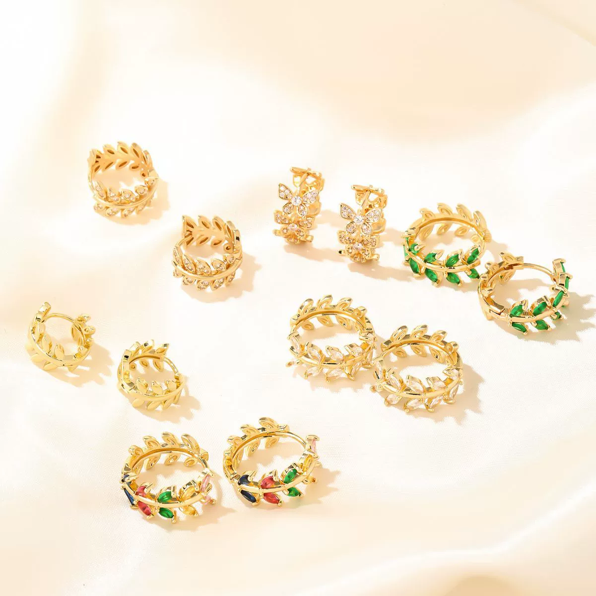 Copper Hollow Diamondembedded Electroplated Women's Earring - Image 2
