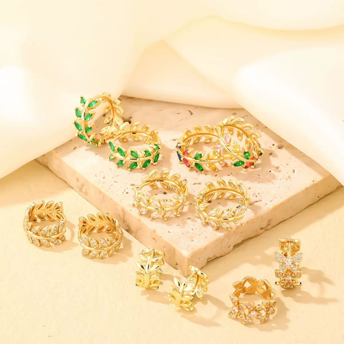 Copper Hollow Diamondembedded Electroplated Women's Earring - Image 3