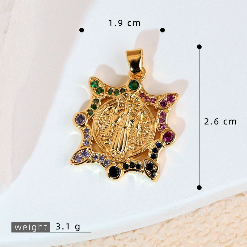 Copper Inlaid Colorful Zircon Oval Pendant Jewelry Electroplated Necklace - Image 11