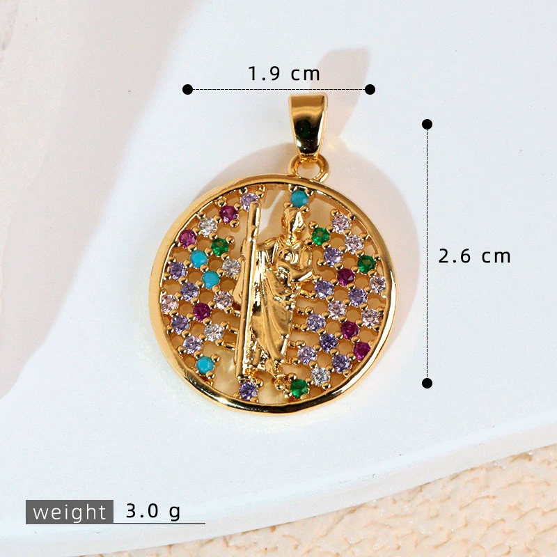 Copper Inlaid Colorful Zircon Oval Pendant Jewelry Electroplated Necklace - Image 13