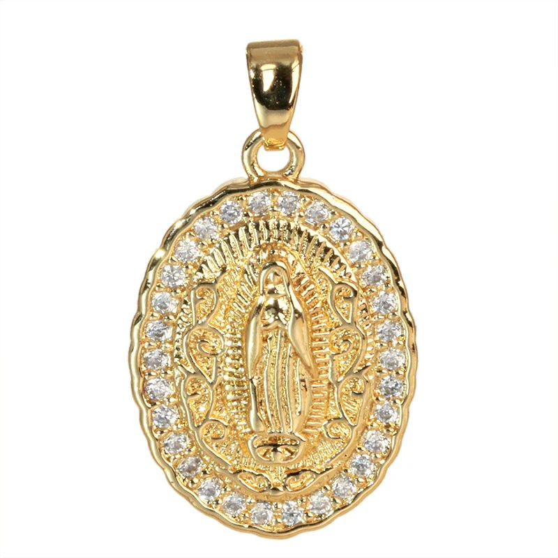 Copper Inlaid Colorful Zircon Oval Pendant Jewelry Electroplated Necklace - Image 5