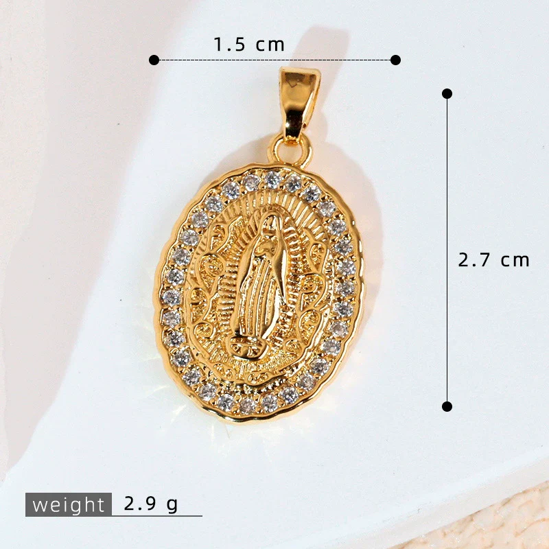 Copper Inlaid Colorful Zircon Oval Pendant Jewelry Electroplated Necklace - Image 6