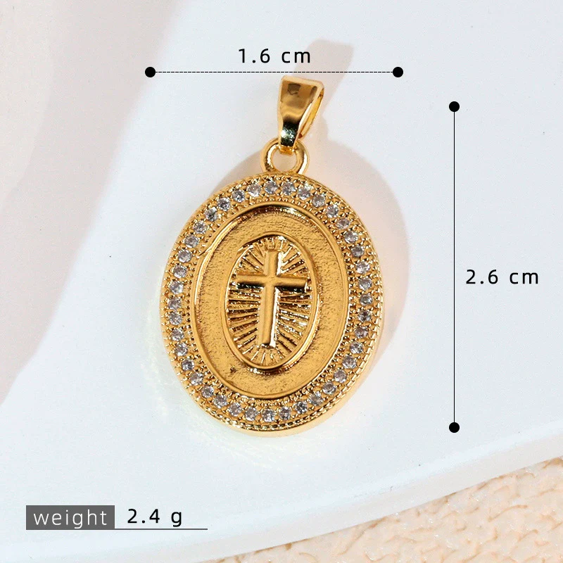 Copper Inlaid Colorful Zircon Oval Pendant Jewelry Electroplated Necklace - Image 7