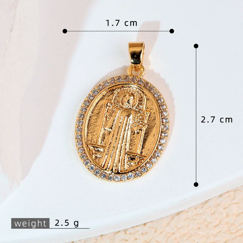 Copper Inlaid Colorful Zircon Oval Pendant Jewelry Electroplated Necklace - Image 8