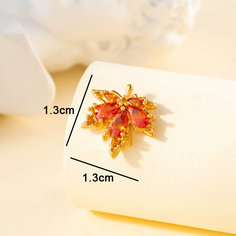 Copper Inlaid Zircon Leaf Geometric Style Titanium Steel Earrings For Boys - Image 7