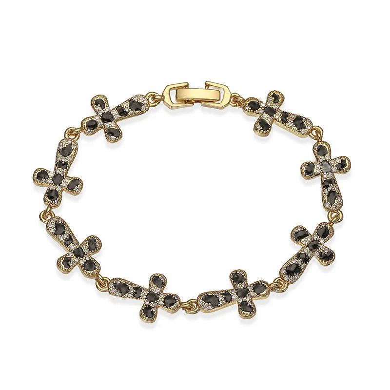 Copper Inlaid Zircon Snake Leopard Star Shaped Heart Geometric Personalized Hiphop Dripping Oil Bracelet For Women - Image 6