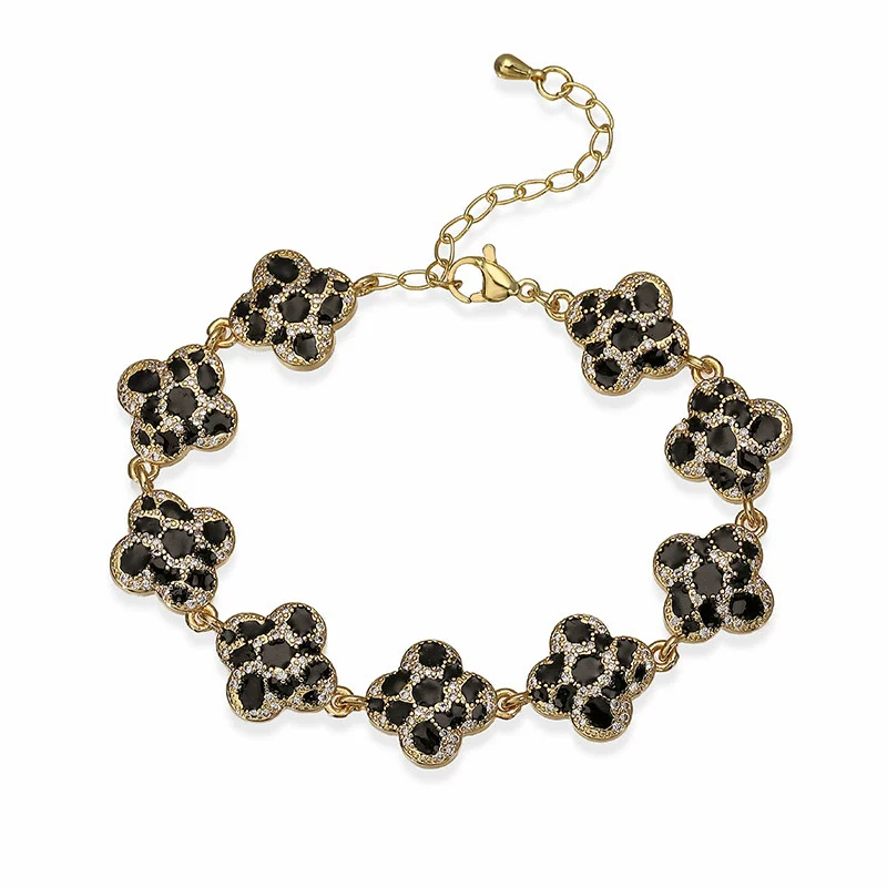 Copper Inlaid Zircon Snake Leopard Star Shaped Heart Geometric Personalized Hiphop Dripping Oil Bracelet For Women - Image 7