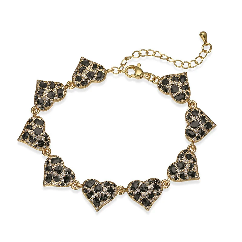 Copper Inlaid Zircon Snake Leopard Star Shaped Heart Geometric Personalized Hiphop Dripping Oil Bracelet For Women - Image 8