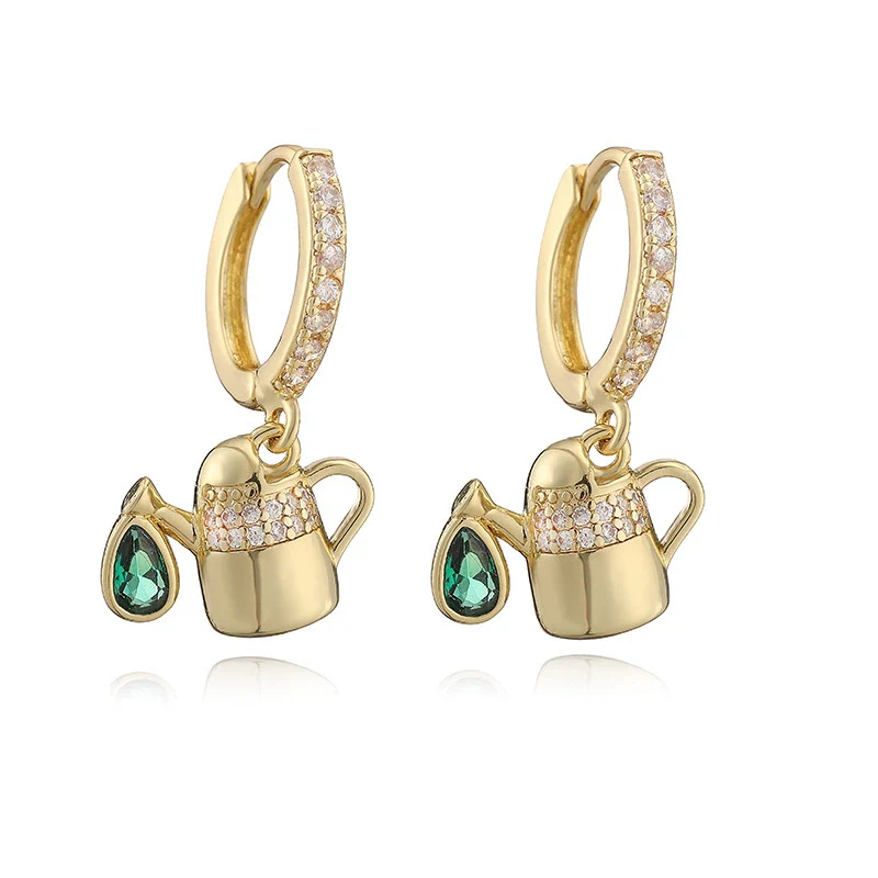 Copper Inlaid Zircon Sweet Fruit Shape Drop Earrings For Women - Image 11