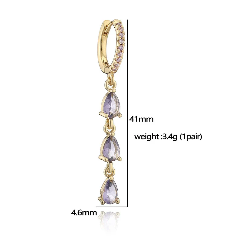 Copper Inlaid Zircon Sweet Fruit Shape Drop Earrings For Women - Image 4