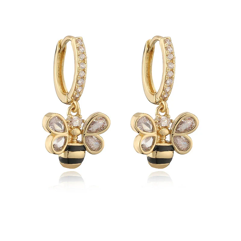 Copper Inlaid Zircon Sweet Fruit Shape Drop Earrings For Women - Image 8