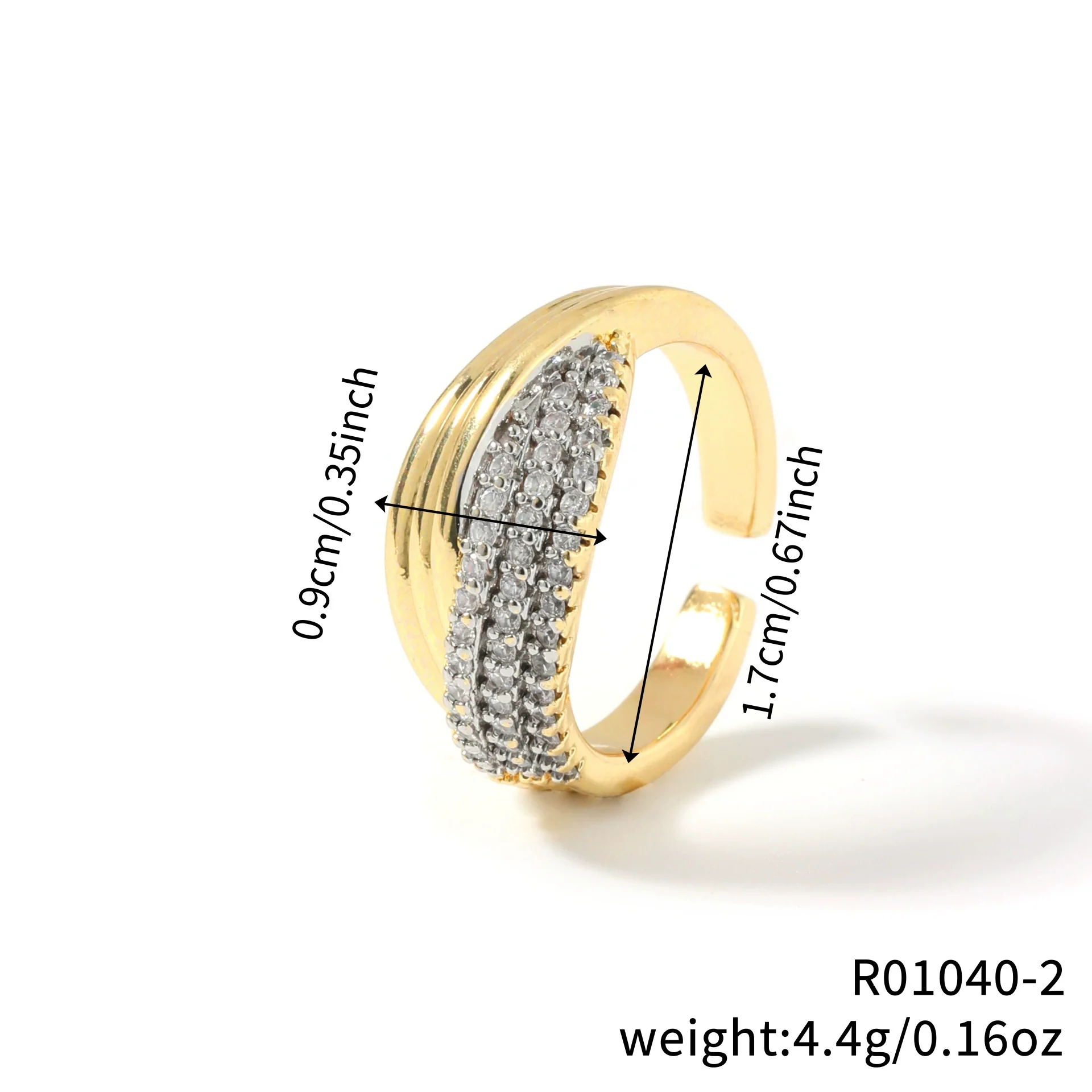 Copper Inlaid Zirconium Geometric Cross Asymmetrical Open Ring Electroplated Fashion Jewelry For Men And Women - Image 7