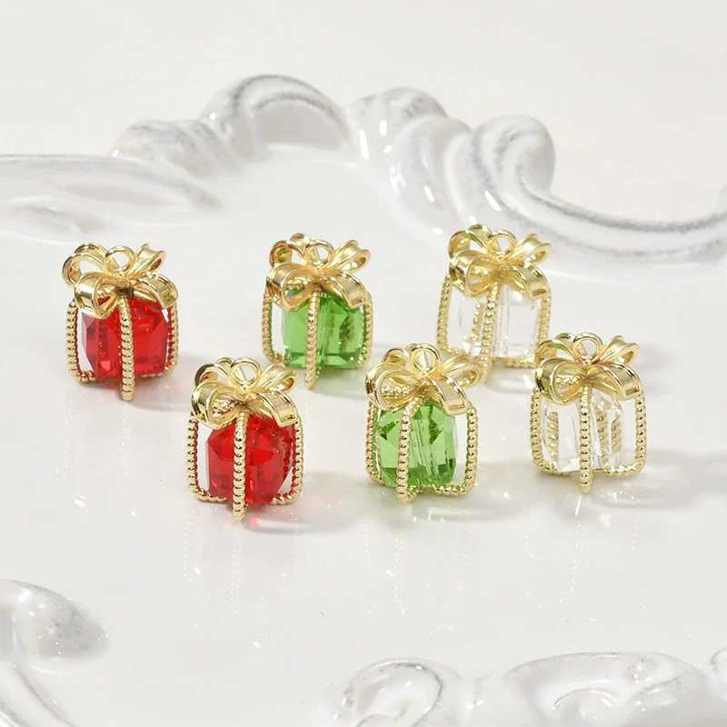 Copper Jewelry Accessories With Geometric Style Electroplated Red And Green Crystal Pendant For Bracelet Necklace Earring - Image 2