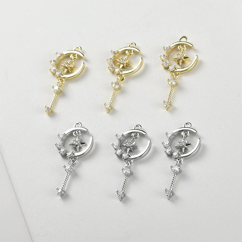 Copper Jewelry With Moon Star Inlaid Zircon Electroplated Pendant Accessories