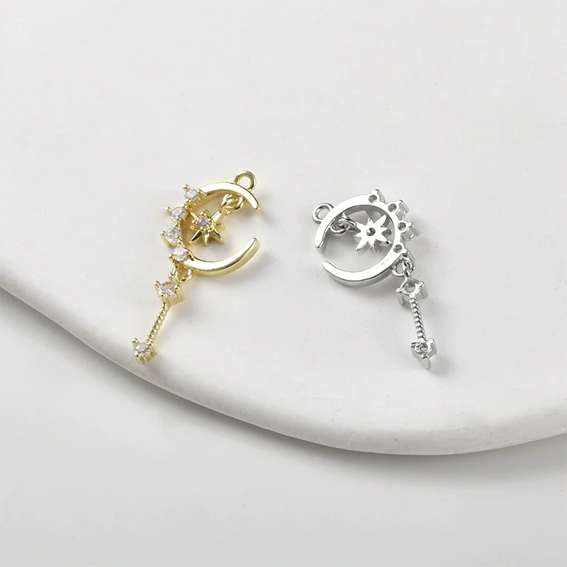 Copper Jewelry With Moon Star Inlaid Zircon Electroplated Pendant Accessories - Image 3