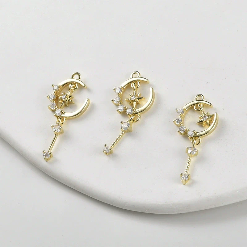 Copper Jewelry With Moon Star Inlaid Zircon Electroplated Pendant Accessories - Image 5
