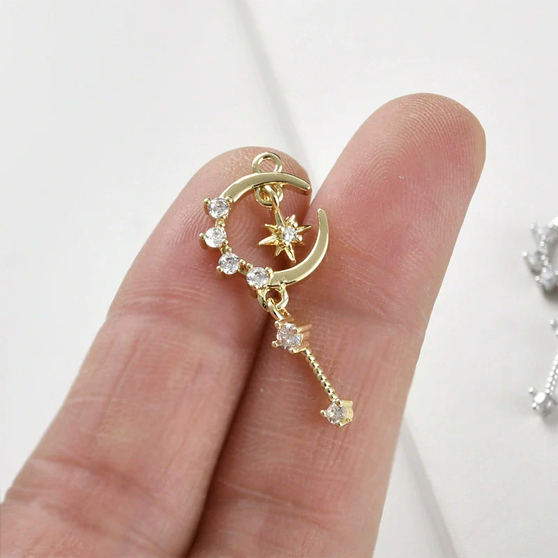 Copper Jewelry With Moon Star Inlaid Zircon Electroplated Pendant Accessories - Image 6