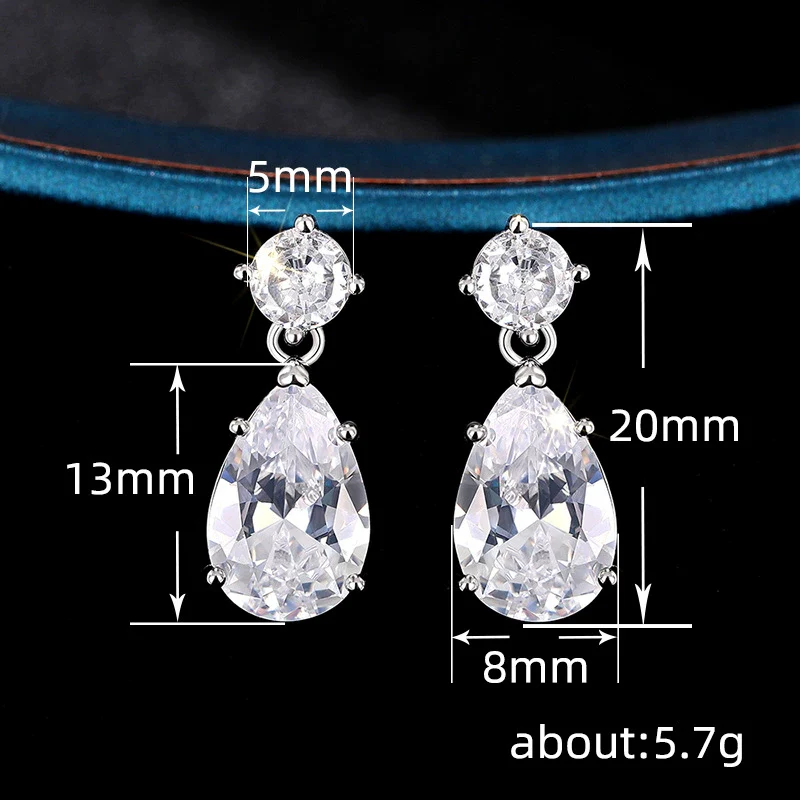 Copper Light Luxury Dropshaped Earrings And Necklace With Mixed Gem Inlay And Zircon Design For Women - Image 4