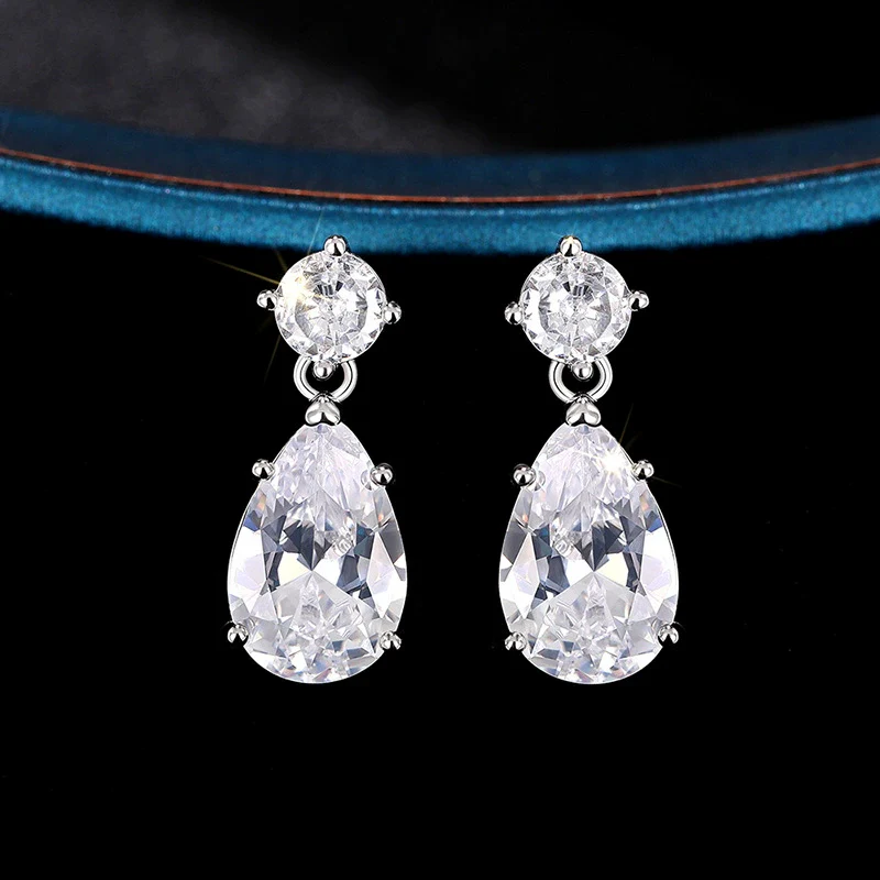 Copper Light Luxury Dropshaped Earrings And Necklace With Mixed Gem Inlay And Zircon Design For Women - Image 6