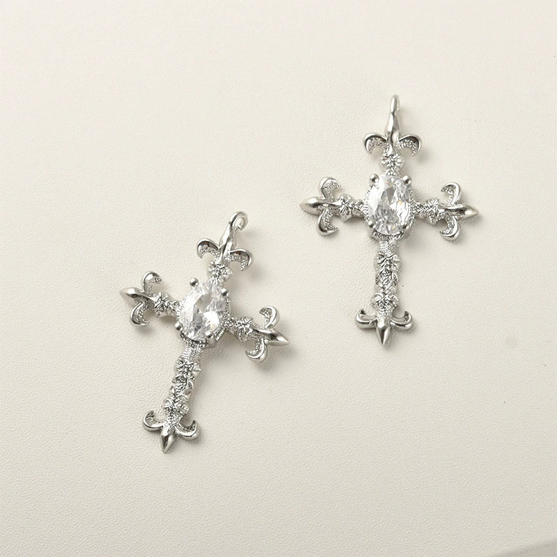Copper Material Guardian Cross Inlaid With Zircon Electroplated Handmade Jewelry Accessories Pendant Bracelet Necklace Earrings - Image 5