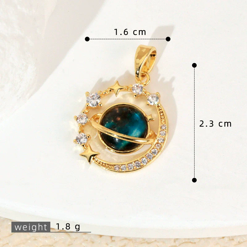 Copper Microinlaid Fantasy Planet Star Sun Moon Constellation Heart Shape Animal Zodiac Electroplated Necklace Pendant - Image 10