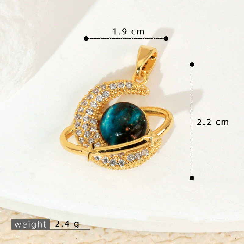 Copper Microinlaid Fantasy Planet Star Sun Moon Constellation Heart Shape Animal Zodiac Electroplated Necklace Pendant - Image 12
