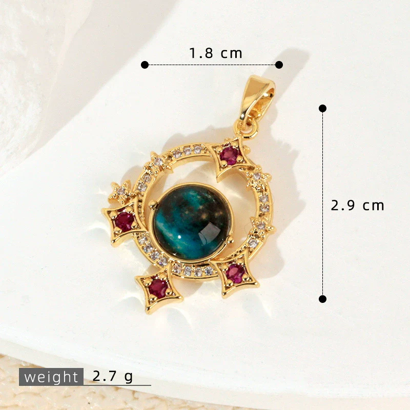 Copper Microinlaid Fantasy Planet Star Sun Moon Constellation Heart Shape Animal Zodiac Electroplated Necklace Pendant - Image 14