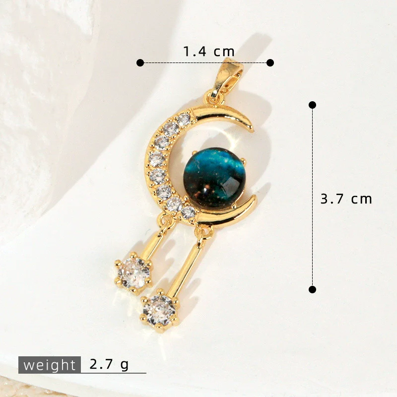 Copper Microinlaid Fantasy Planet Star Sun Moon Constellation Heart Shape Animal Zodiac Electroplated Necklace Pendant - Image 17