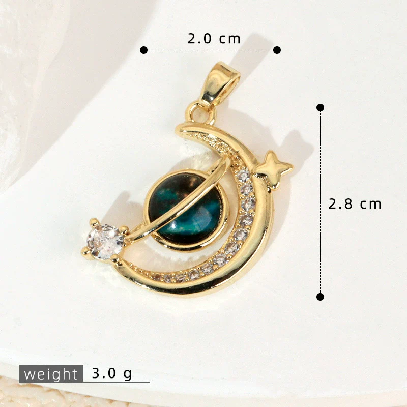 Copper Microinlaid Fantasy Planet Star Sun Moon Constellation Heart Shape Animal Zodiac Electroplated Necklace Pendant - Image 19