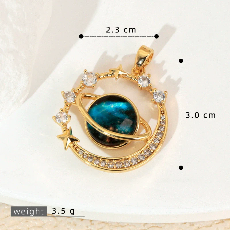 Copper Microinlaid Fantasy Planet Star Sun Moon Constellation Heart Shape Animal Zodiac Electroplated Necklace Pendant - Image 22