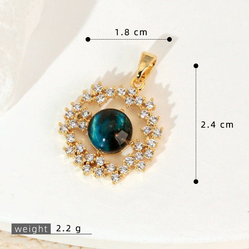 Copper Microinlaid Fantasy Planet Star Sun Moon Constellation Heart Shape Animal Zodiac Electroplated Necklace Pendant - Image 24