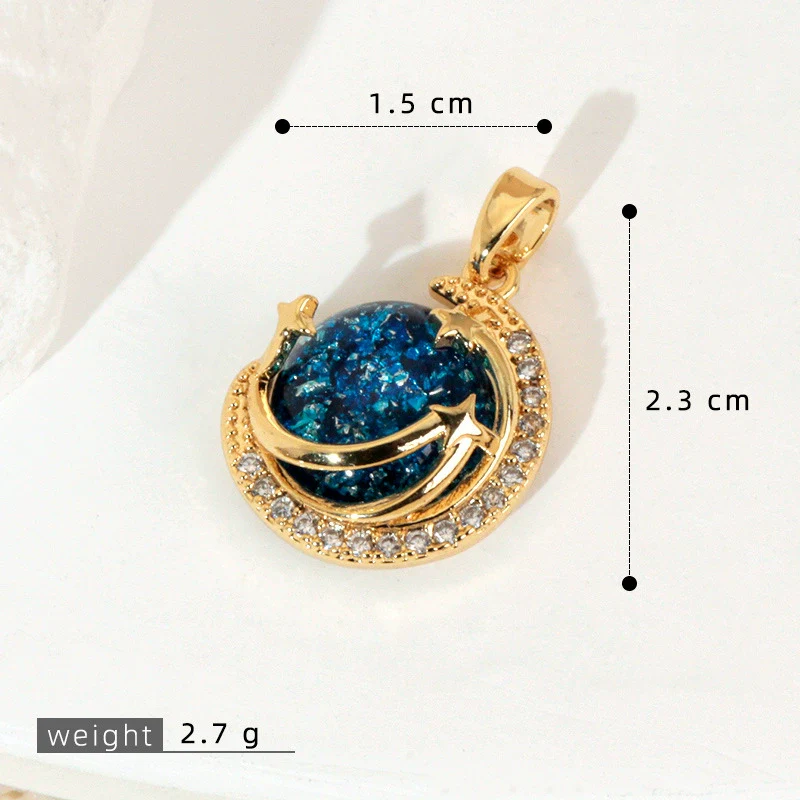 Copper Microinlaid Fantasy Planet Star Sun Moon Constellation Heart Shape Animal Zodiac Electroplated Necklace Pendant - Image 27
