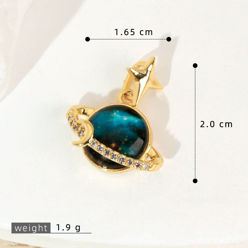 Copper Microinlaid Fantasy Planet Star Sun Moon Constellation Heart Shape Animal Zodiac Electroplated Necklace Pendant - Image 28